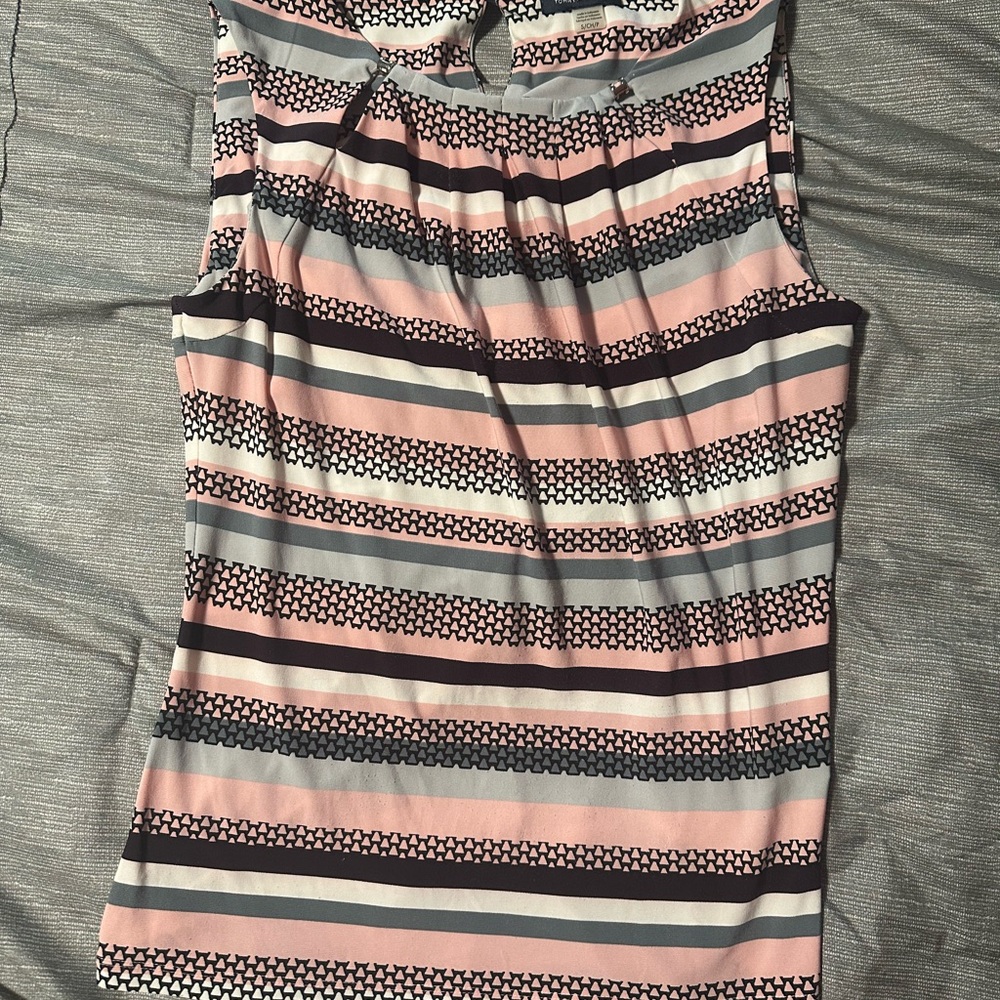 Tommy Hilfiger Pink and Gray Patterned Top